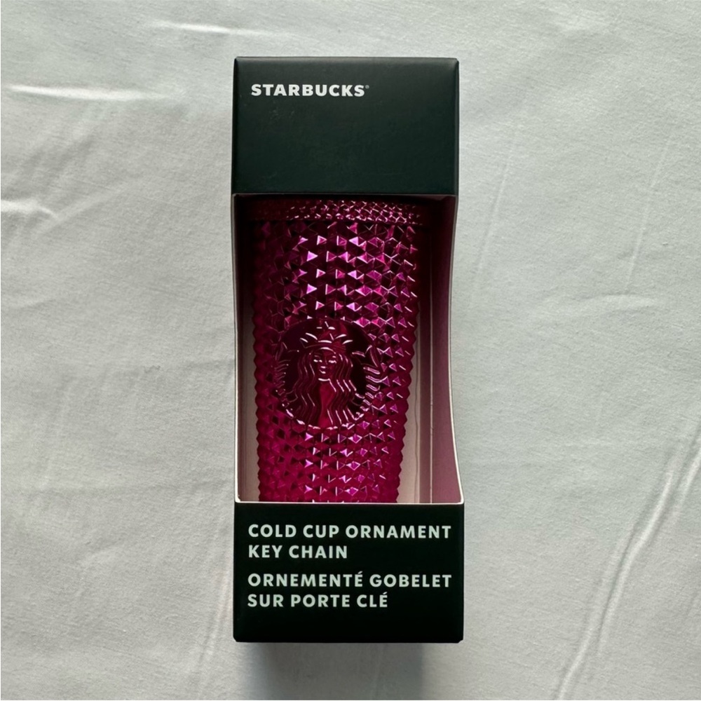 🆕 Starbucks Studded Fuchsia Pink Cold Cup Tumbler Ornament Keychain Bag Charm